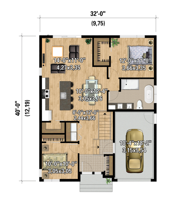Modern Plan with Big Pantry