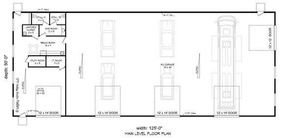 5 Car Garage Plan with Office