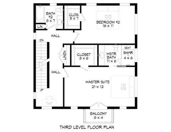 Contemporary-Modern House Plan with Scenic Mezzanine - Third Level Floor Plan