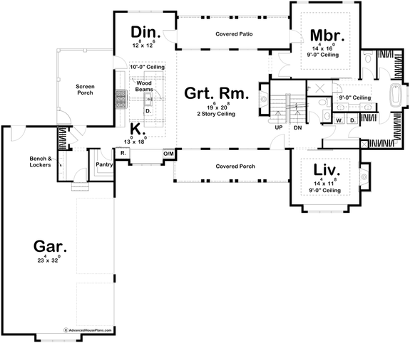 Luxe Farmhouse Plan with Screened Porch