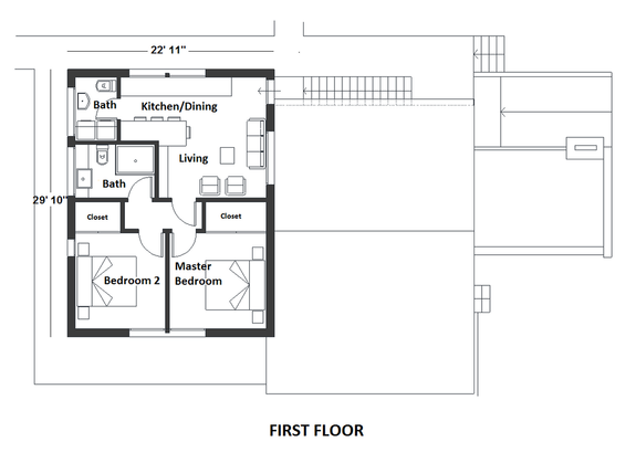 Small Five-Bedroom Duplex House Plan 542-20  - Upper Floor