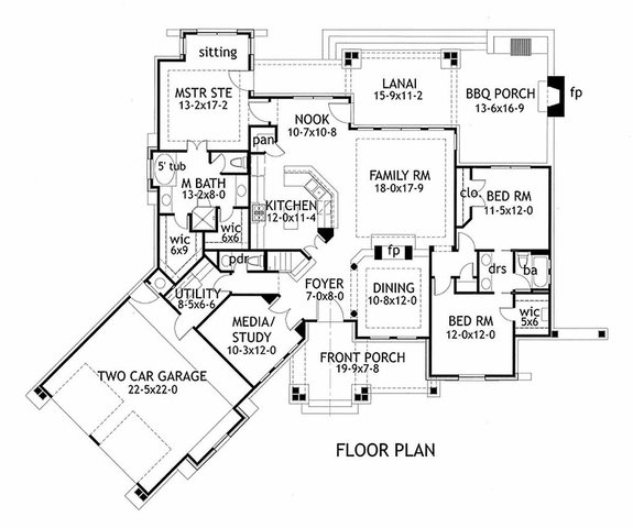 Craftsman Style Plan with Angled Garage