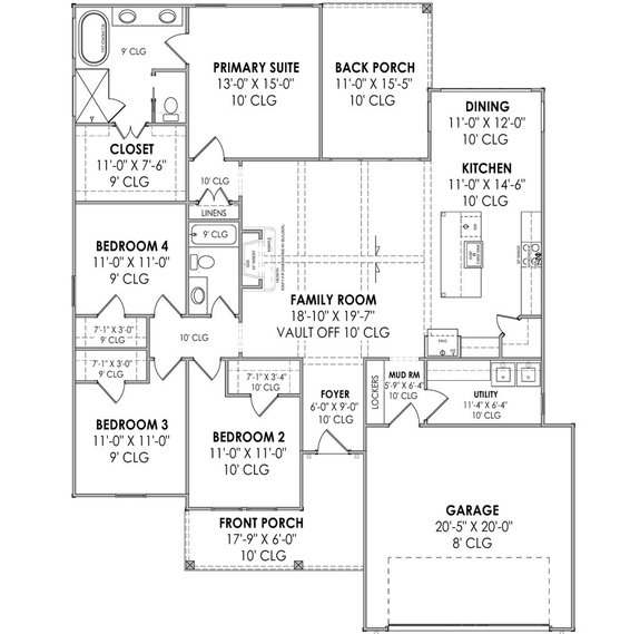 Four-Bedroom Rustic Plan