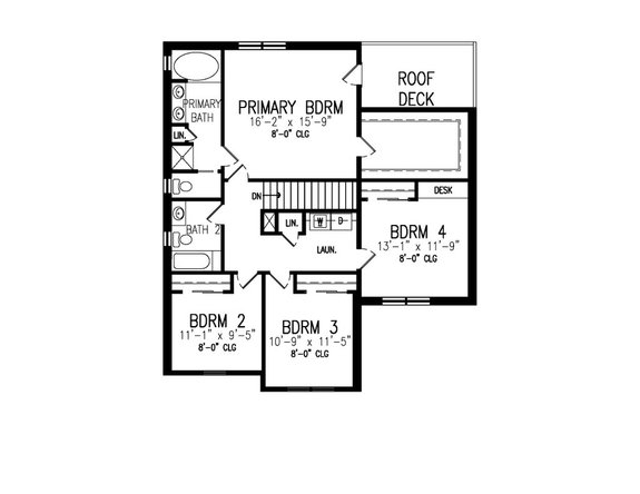 Simple 4 Bedroom House Plan with a Roof Deck