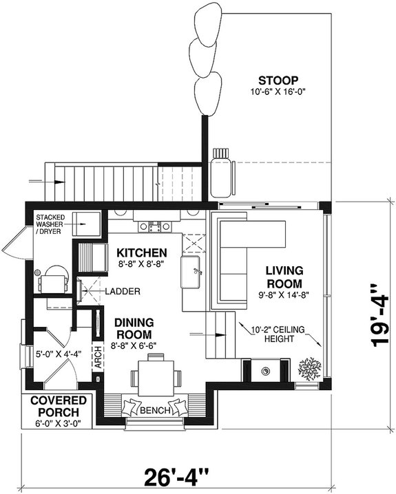 Tiny Modern 2 Bedroom Plan