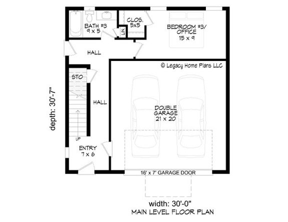Contemporary-Modern House Plan with Scenic Mezzanine - Main Floor Plan