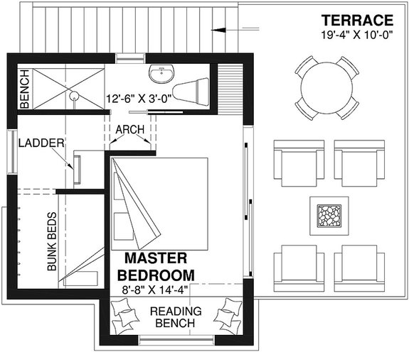 Tiny Modern 2 Bedroom Plan