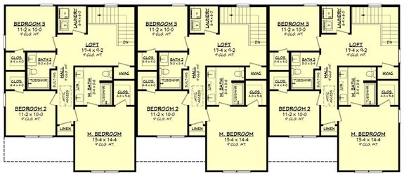 Farmhouse Triplex Plan