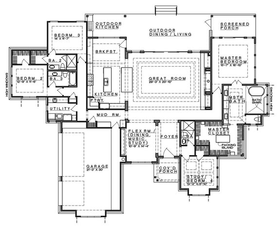 Ranch Style House Plans With Open Floor, Open Concept Ranch House Plans