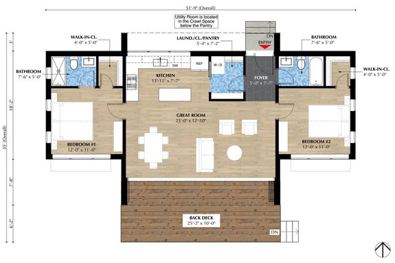 2 Bed 2 Bath Modern House Plan