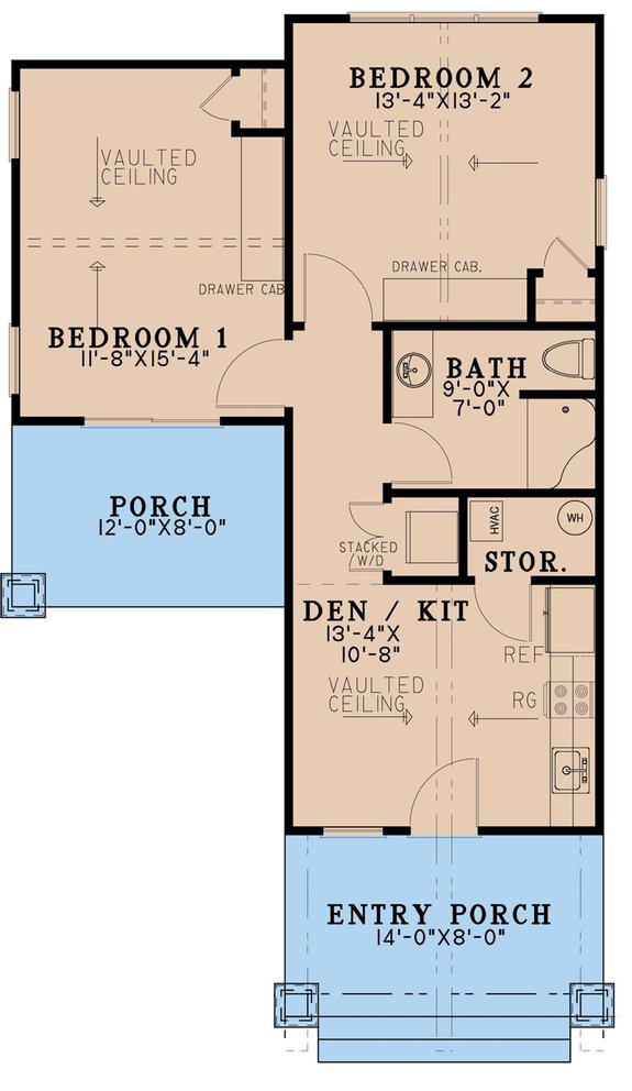 2 bedroom bungalow plan