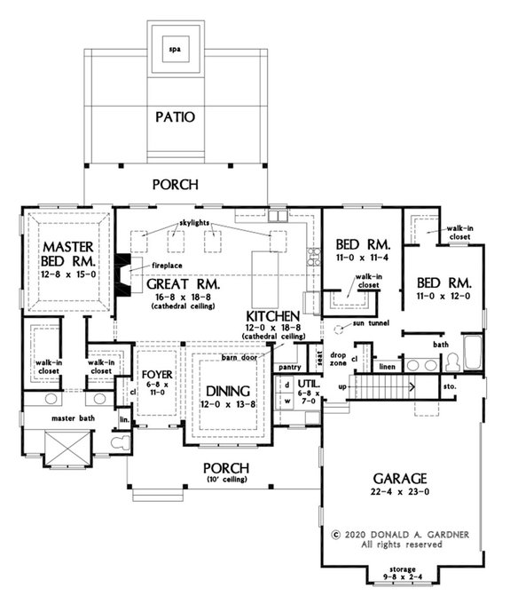 Must Have One Story Open Floor Plans, Extended Family House Plans