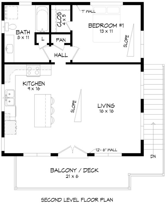 Two-Car Garage Plan with Living Space Above