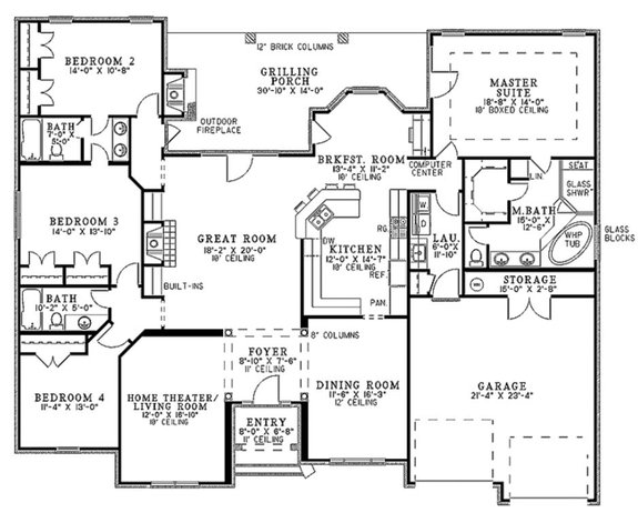 House Plans With Open Floor, 3 Br Ranch House Plans