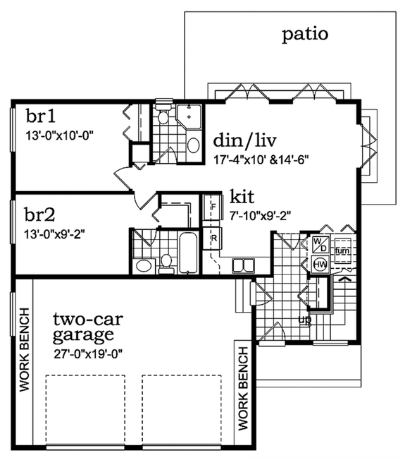Country Garage Apartment Plan