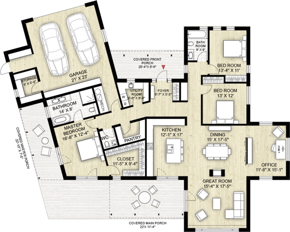 Open Concept Modern Cabin Floor Plans