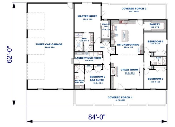 Ranch House Plan with a Flex Suite for In-Laws