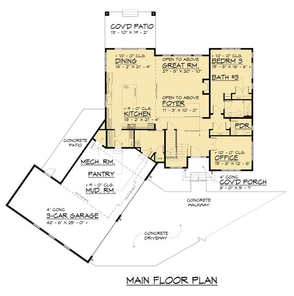 Farm Style Plan with Three-Car Garage