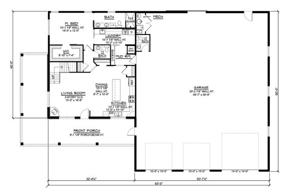 Barndominium Floor Plan with Loft