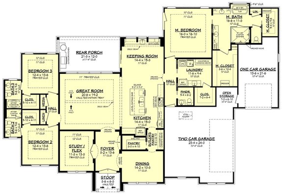 Single-Story Home with Three-Car Garage