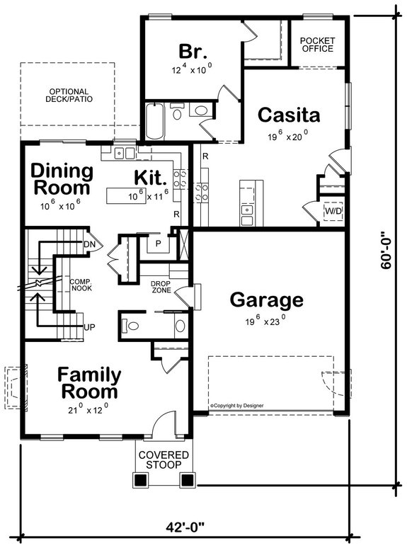 Multigenerational House Plan with Pocket Office