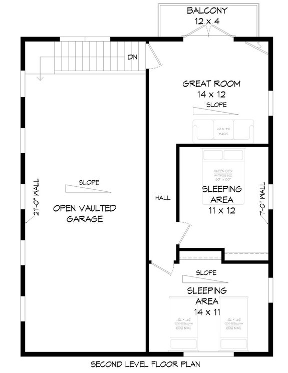 Contemporary Garage Plan with Sleeping Areas