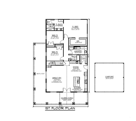 Barndominium Plan with Detached Carport