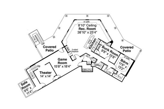 Unique House Plan House Plan 124-1266 - Lower Floor Plan