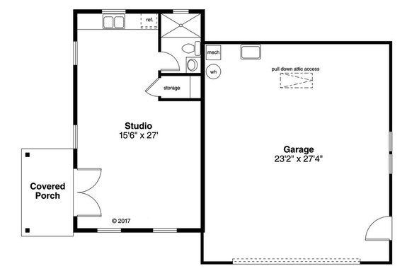 Single Story Garage Plan with Studio