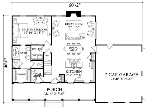 Cape Cod Plan with Open Layout