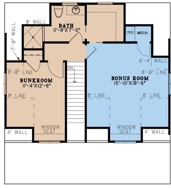 Cottage Plan with Very Private Main Suite