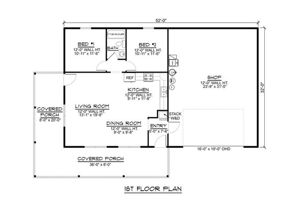 Small Barndominium with Generous Wraparound Porch