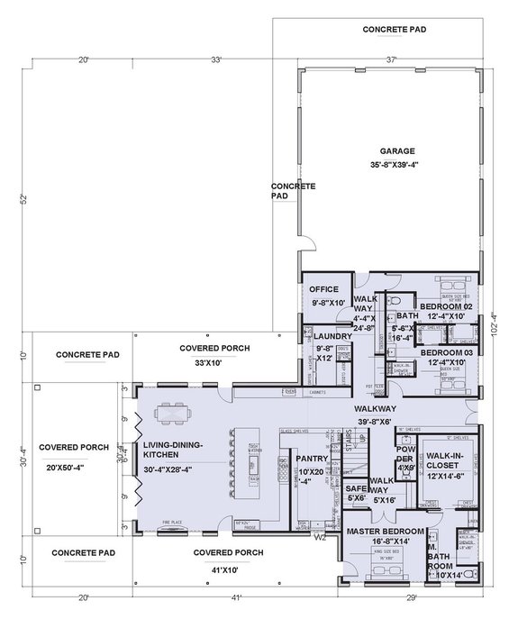 Lodge-Style Plan with Metal Framing