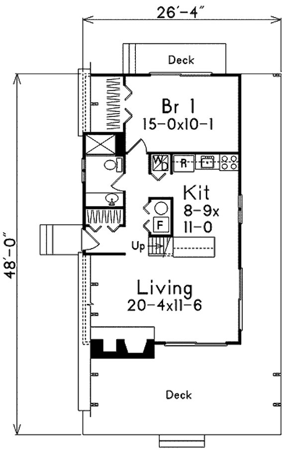 1,272 Sq. Ft. A-Frame Plan with a Balcony