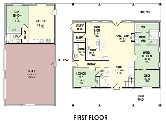 Luxury Metal-Framed Barndominium Plan 1092-49 - Main Floor