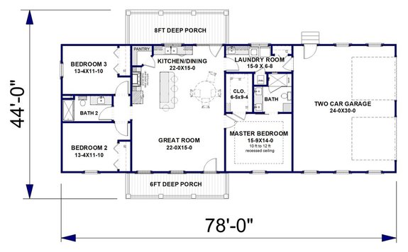 Ranch Plan with Two-Car Garage