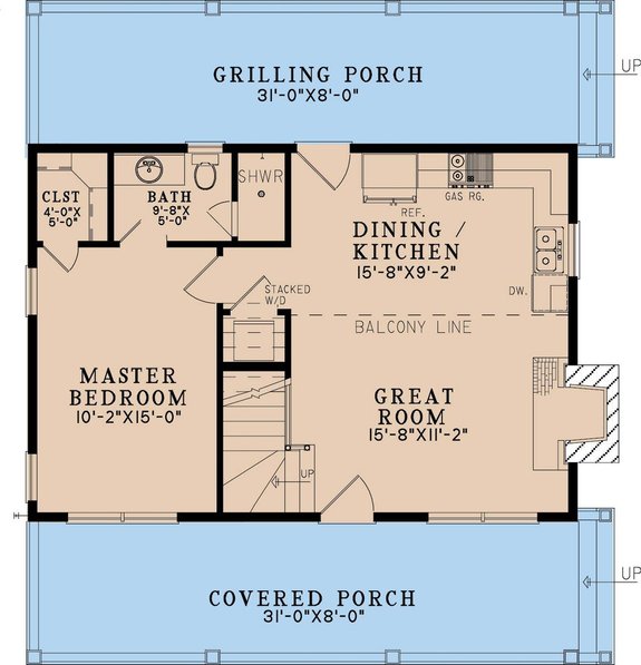 Cabin Plan with Two Porches