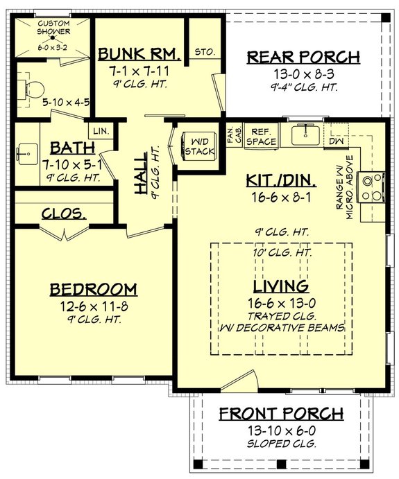 Farmhouse Plan with Bunk Room