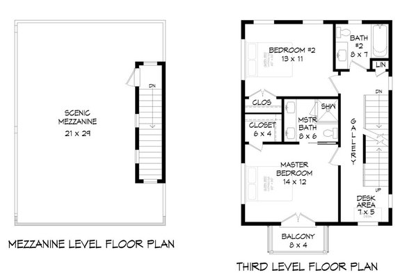 Hillside House Plan with Mezzanine