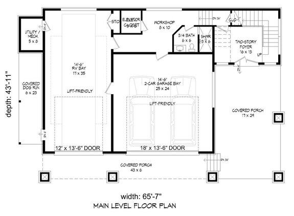 RV Garage Plan with Outdoor Living