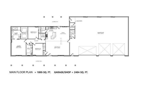 Barndominium House Plan with Spacious Shop