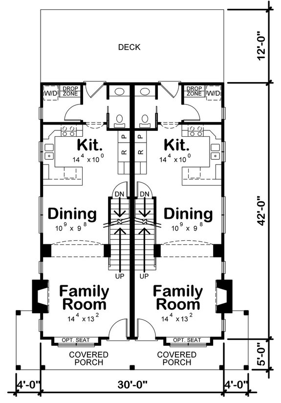 Farmhouse Duplex with a Porch and Deck