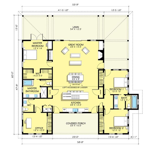 Barndominium Floor Plan with Loft