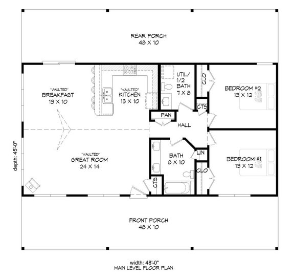 Cabin Plan with Two Porches