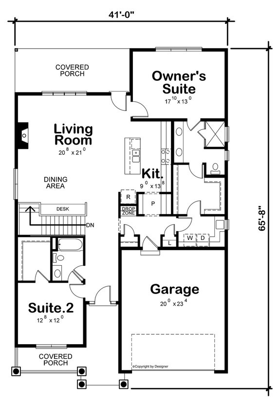simple house floor plan with measurements