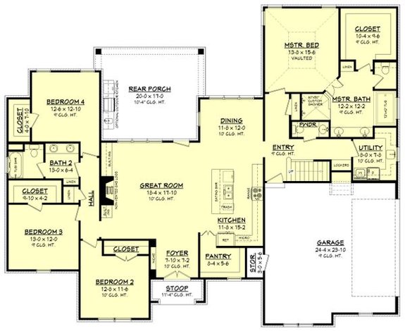 Home Plan - Ranch House Plans with Open Floor Plans