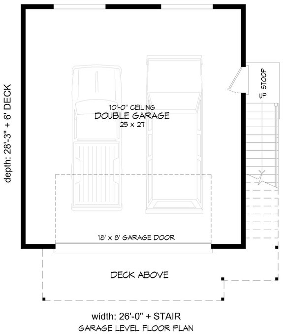 Two-Car Garage Plan with Living Space Above