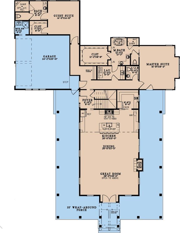 Farmhouse Layout with Wraparound Porch