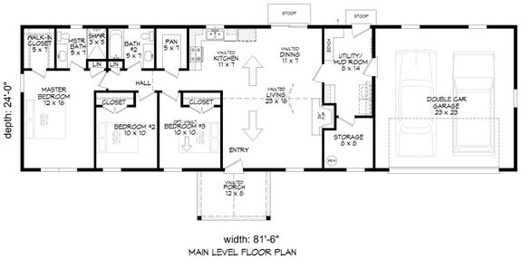 Ranch Plan with Two-Car Garage