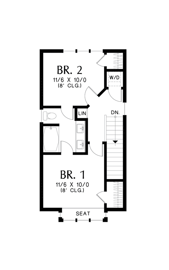 Two-Story Narrow Plan with Storage